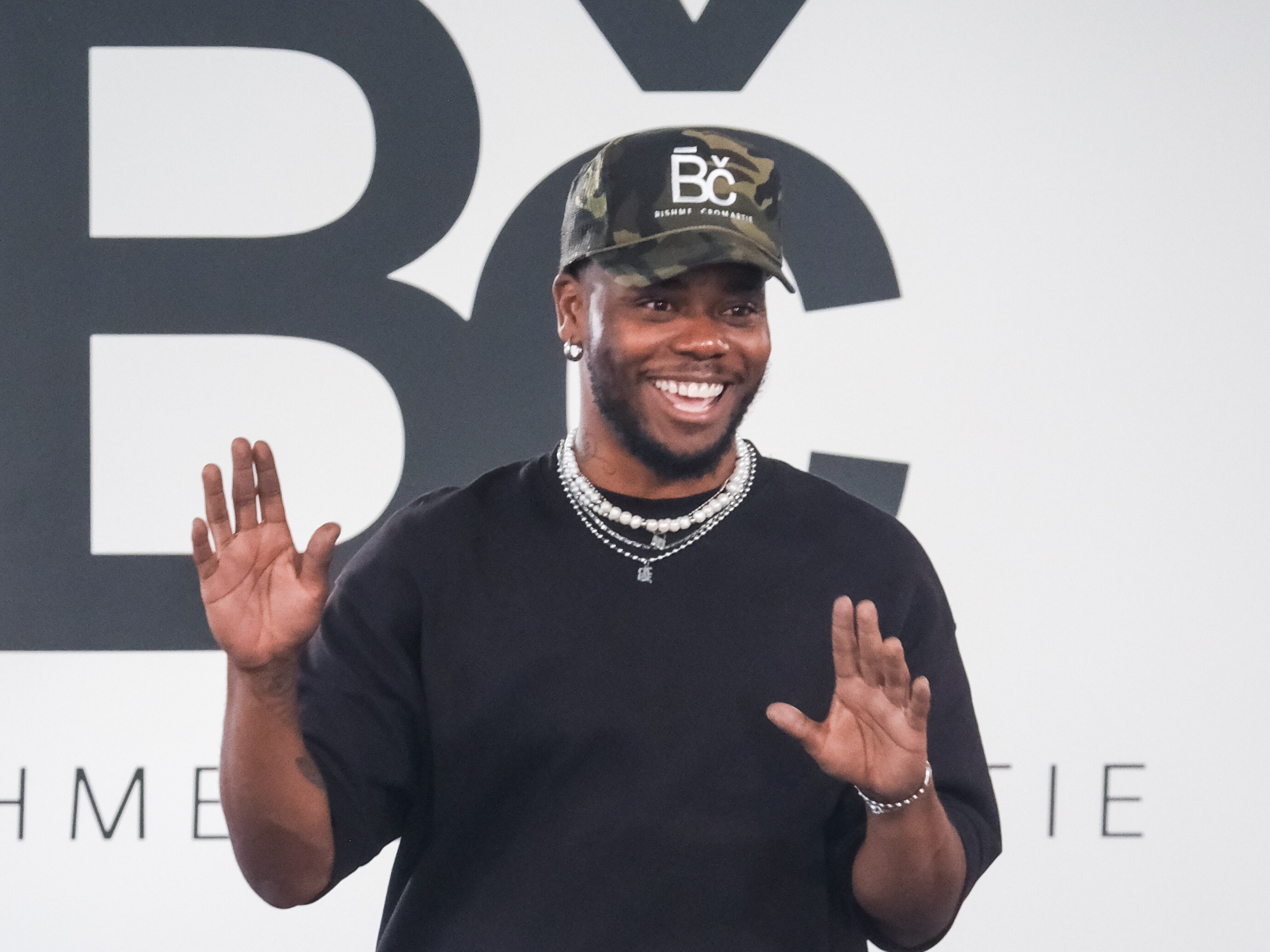Bishme Cromartie at the end of his New York Fashion Week show.