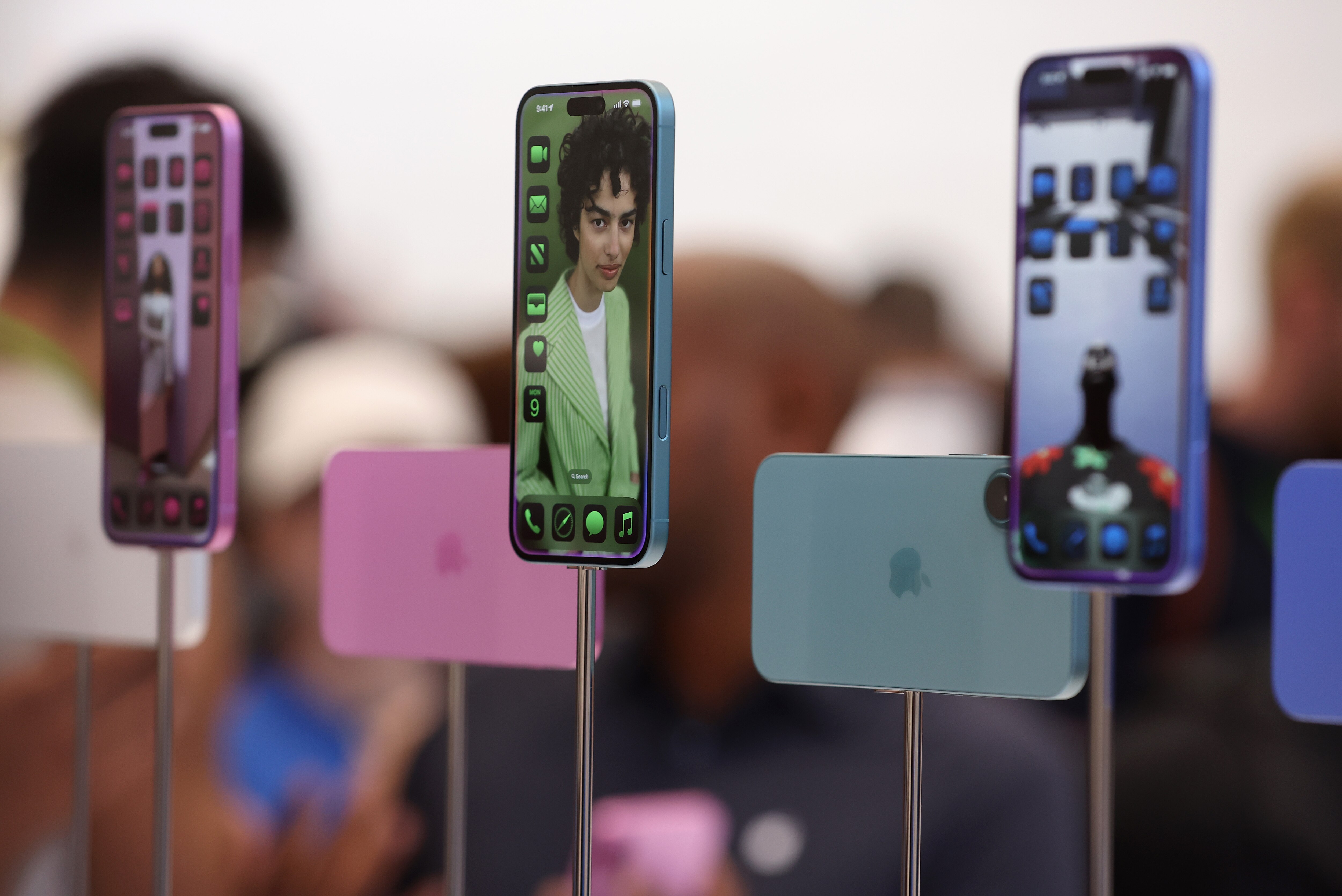 CUPERTINO, CALIFORNIA - SEPTEMBER 09: The new iPhone 16 Pro Max is displayed during an Apple special event at Apple headquarters on September 09, 2024 in Cupertino, California. Apple held an event to showcase the new iPhone 16, Airpods and Apple Watch models.