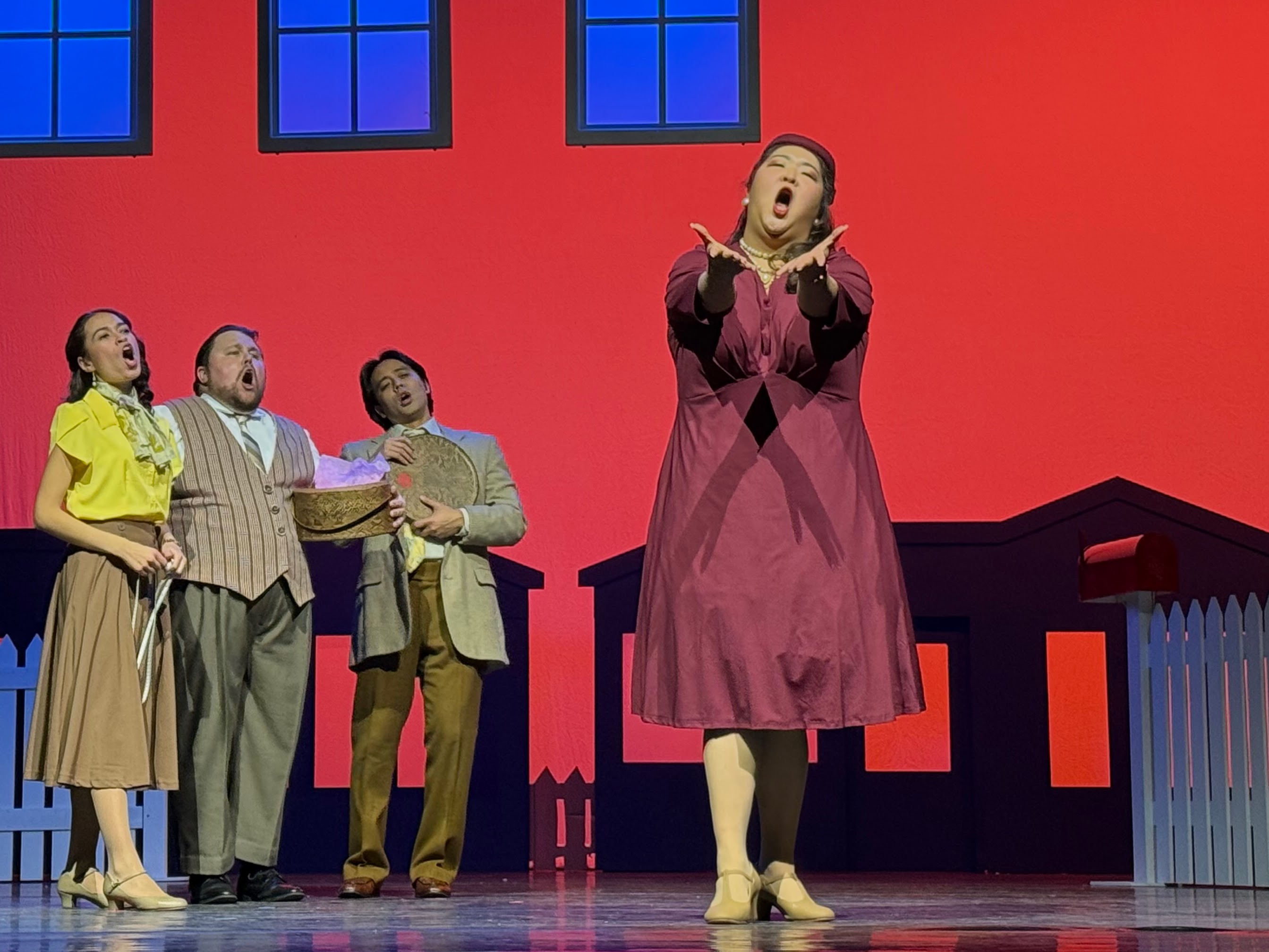 Mezzo-soprano Alice Chung, right, is joined by jazz trio Amanda Densmoor, Patrick Kilbride and Rolfe Dauz during a rehearsal of the Annapolis Opera production of "Trouble in Tahiti."