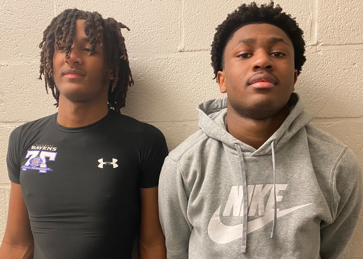 Malik Washington (left) and TJ Moultrie helped Archbishop Spalding boys basketball  team to a big victory Wednesday evening. Washington scored 18 points and Moultrie converted two free throws with 3.2 seconds left in regulation, lifting the No. 10 Cavaliers to a 60-58 win over 11th-ranked Calvert Hall in a MIAA A Conference/Baltimore Catholic League contest in Towson.