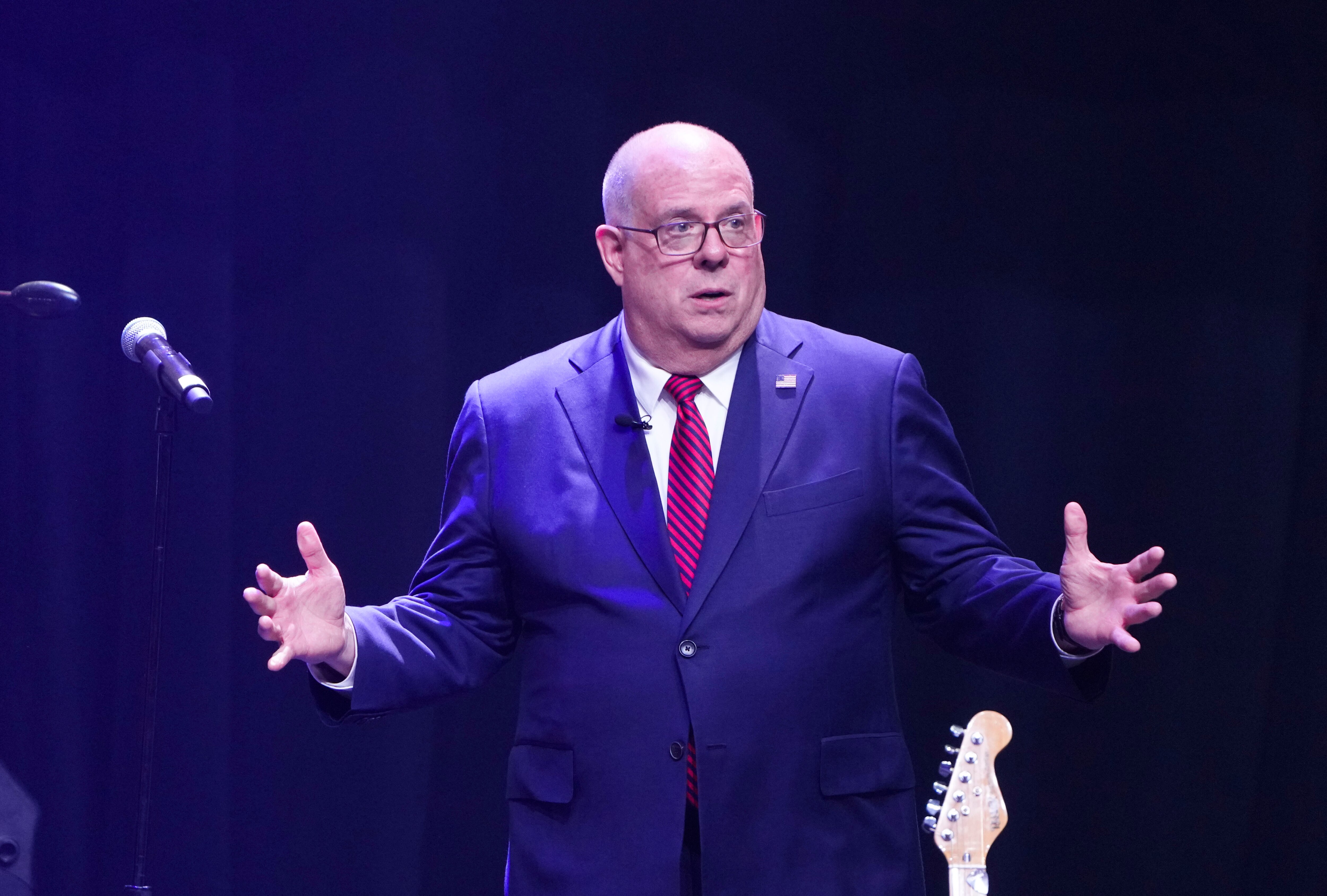 Governor Larry Hogan delivers a speech at the Governor’s Celebration Gala held at Maryland Live! Casino on November 30, 2022.