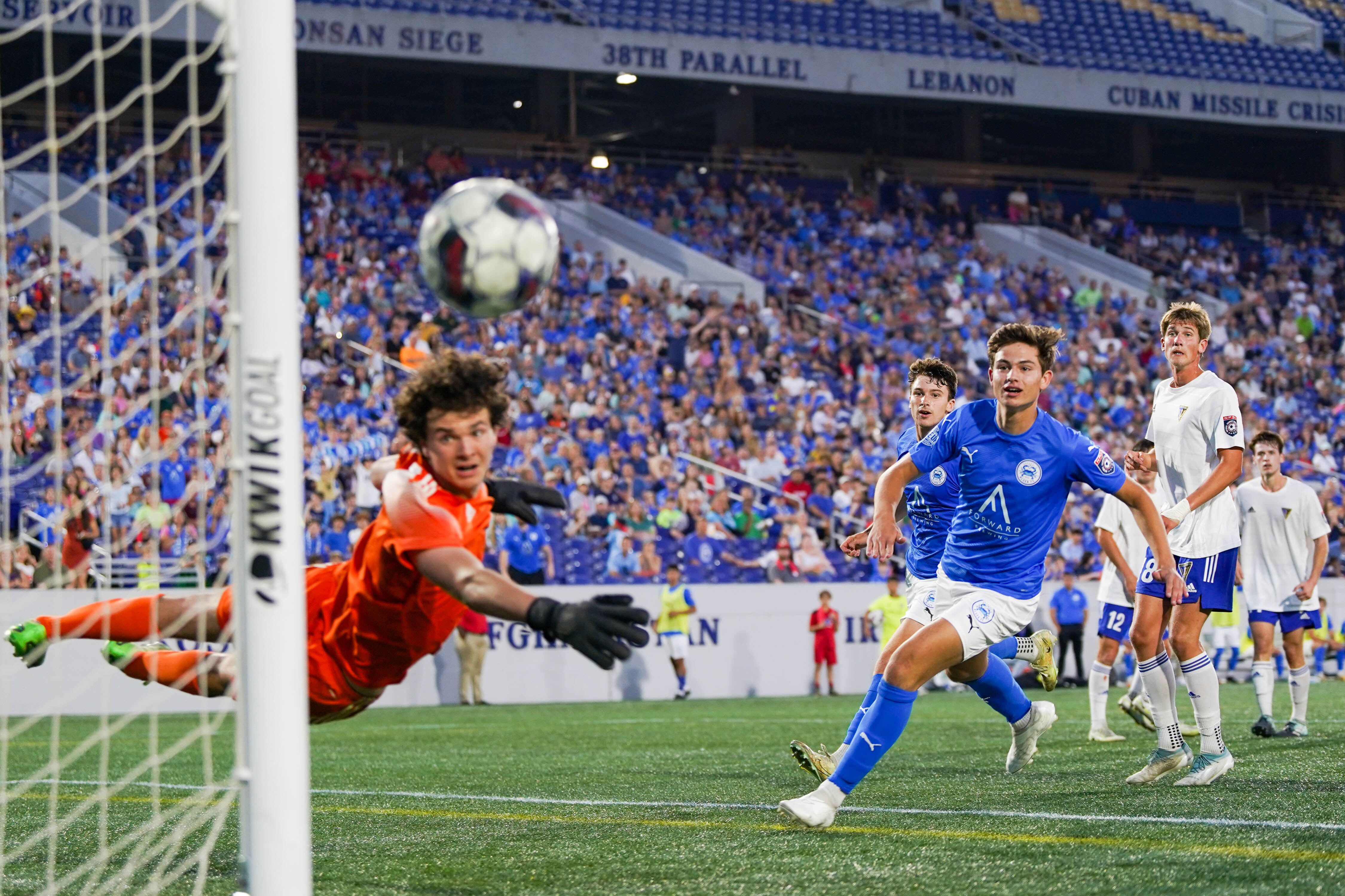 Annapolis takes a shot against Virginia Beach City FC in a 3-0 win.