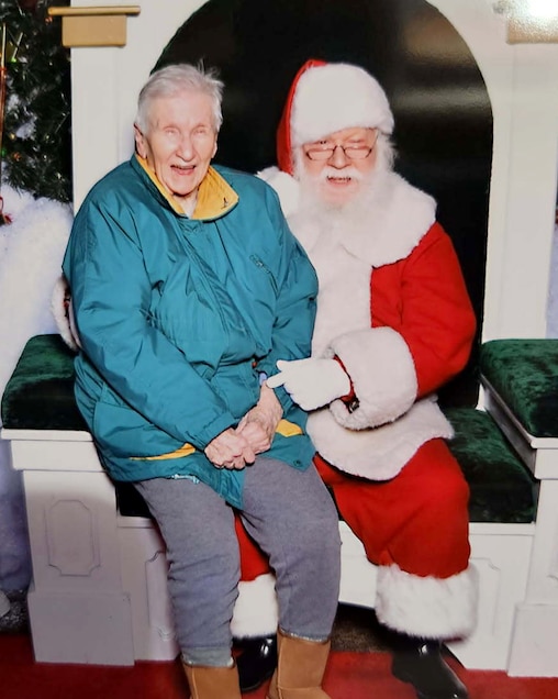 Santa Wayne McCrea with is mother, Jean McCrea, in 2022.