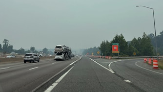 A view of hazy conditions facing south on I-95 from the Abington Edgewood exit in Harford County.