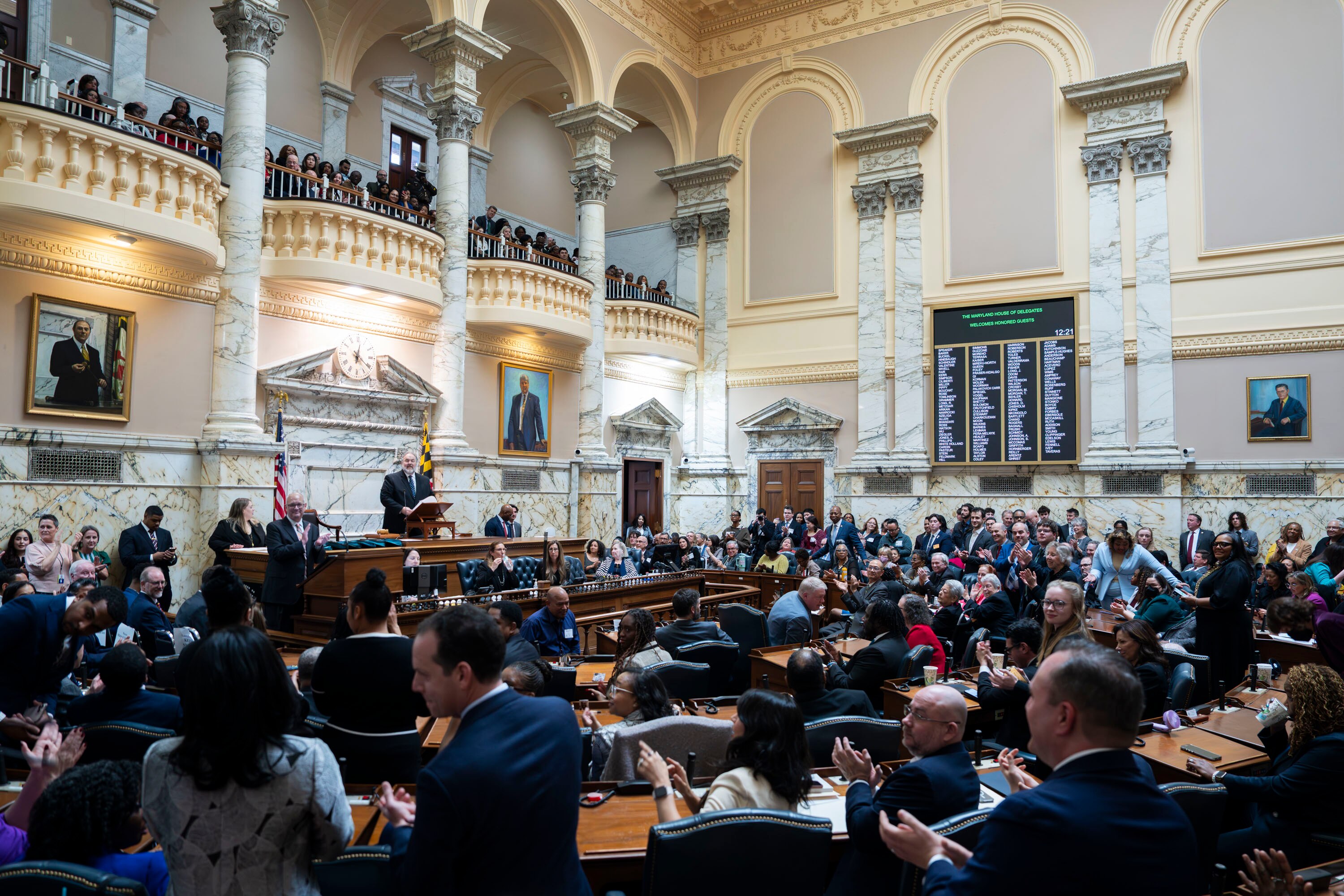 Legislators gather in the House chamber on Wednesday.