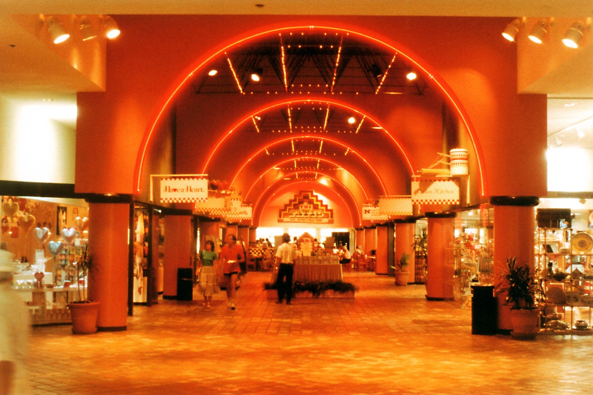 The entrance to the food court at Florida’s Boca Town Center Mall in 1983.
