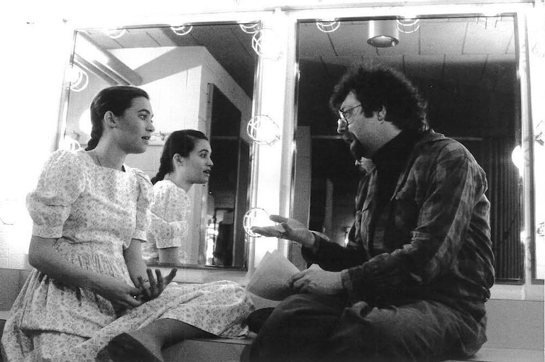 Harvey Doster with a student at St. Timothy's School.