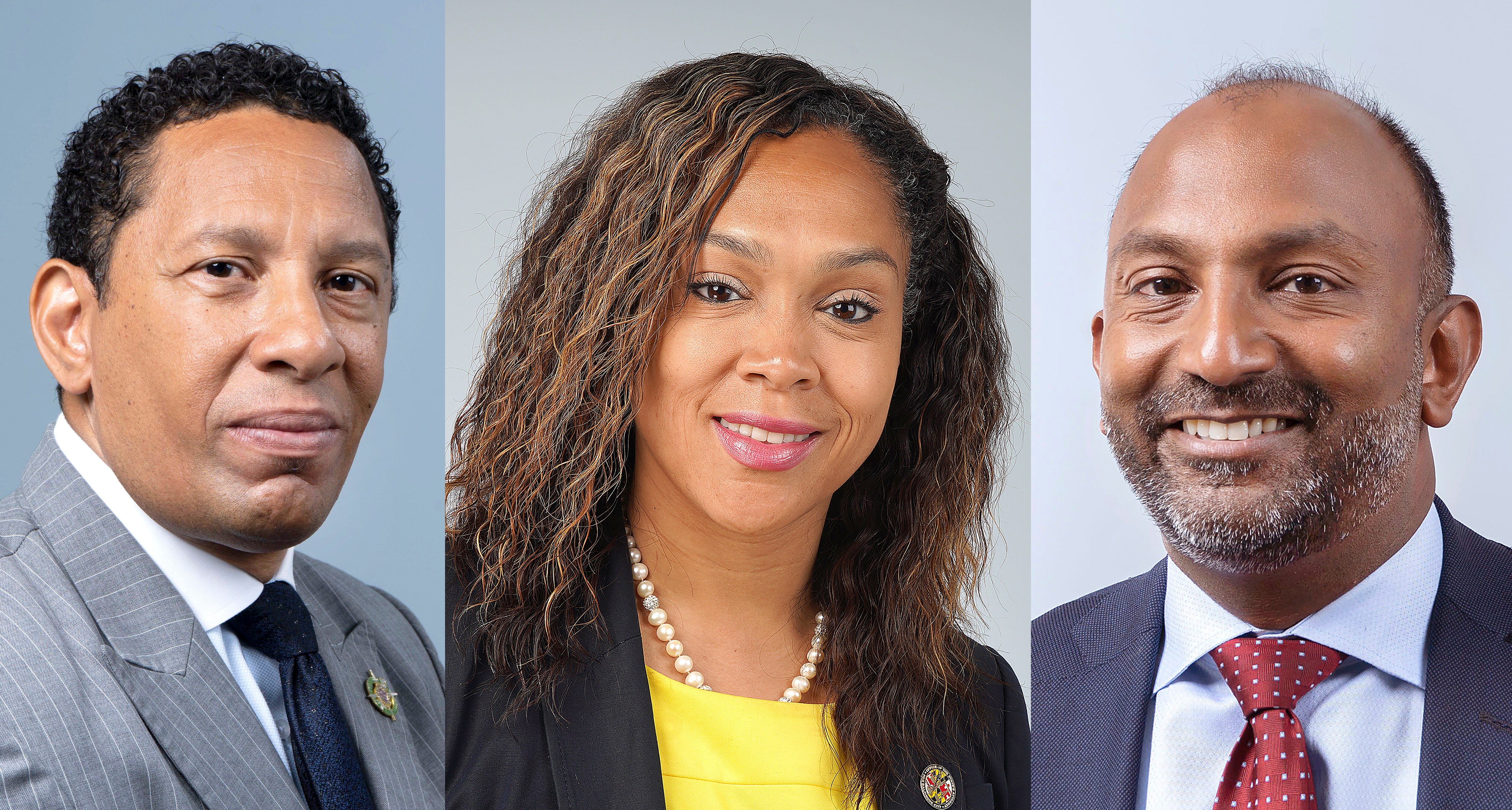The Democratic primary candidates for State's Attorney: From left, Ivan Bates, Baltimore defense attorney; incumbent Marilyn Mosby; and Thiru Vignarajah, CEO of Capital Plus Financial.