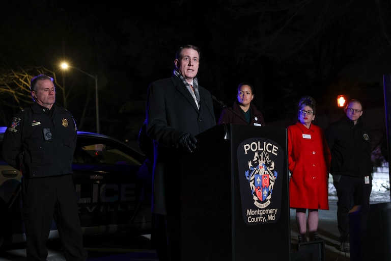 Montgomery County Public Schools Superintendent Thomas W. Taylor speaks about a shooting at Thomas S. Wootton High School at a press conference in Rockville on Monday evening.