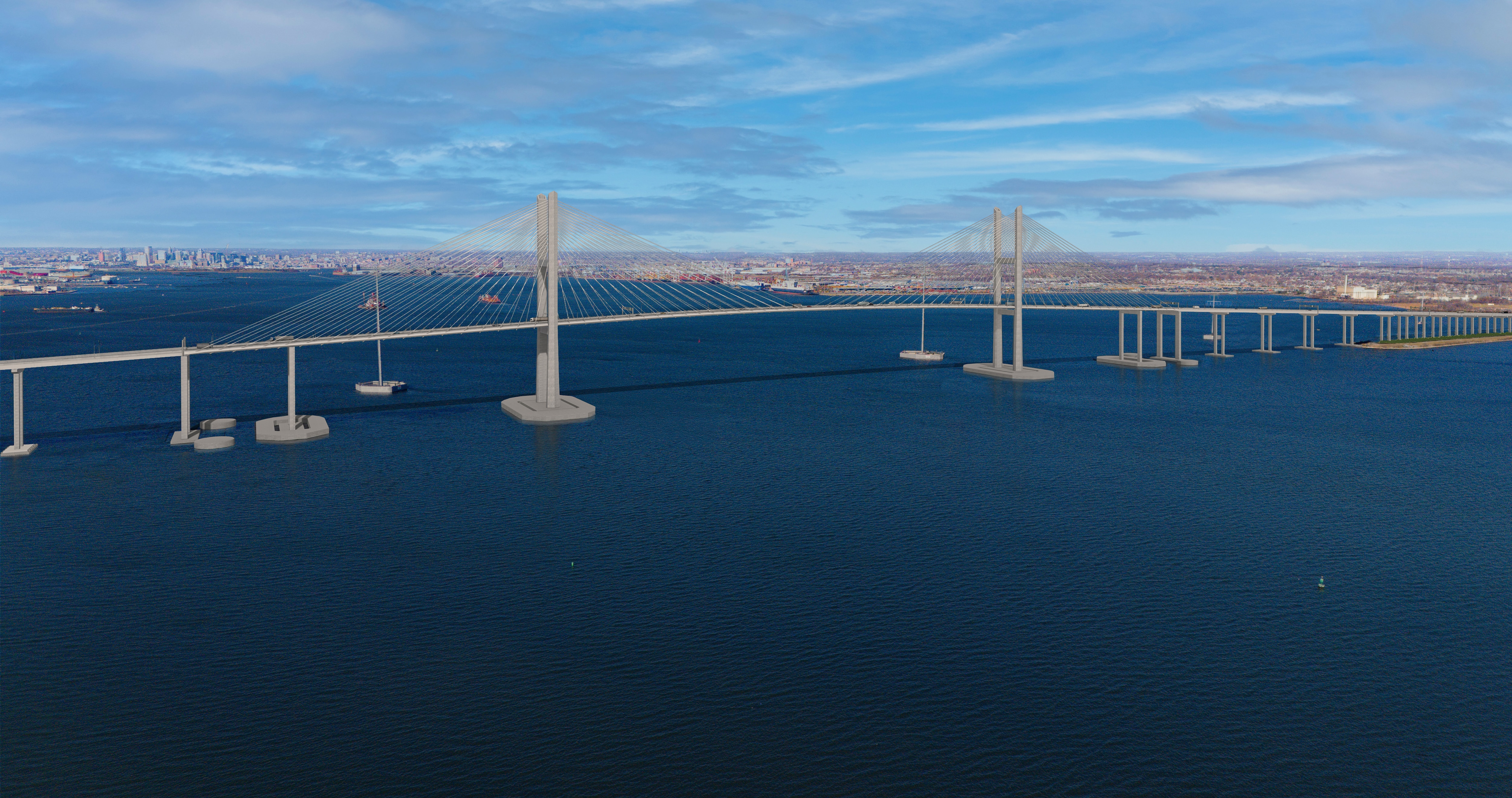 A rendering of the plan for the Francis Scott Key Bridge rebuild was released at a press conference with Gov. Wes Moore in Edgemere, Md., on Tuesday, February 4, 2025.