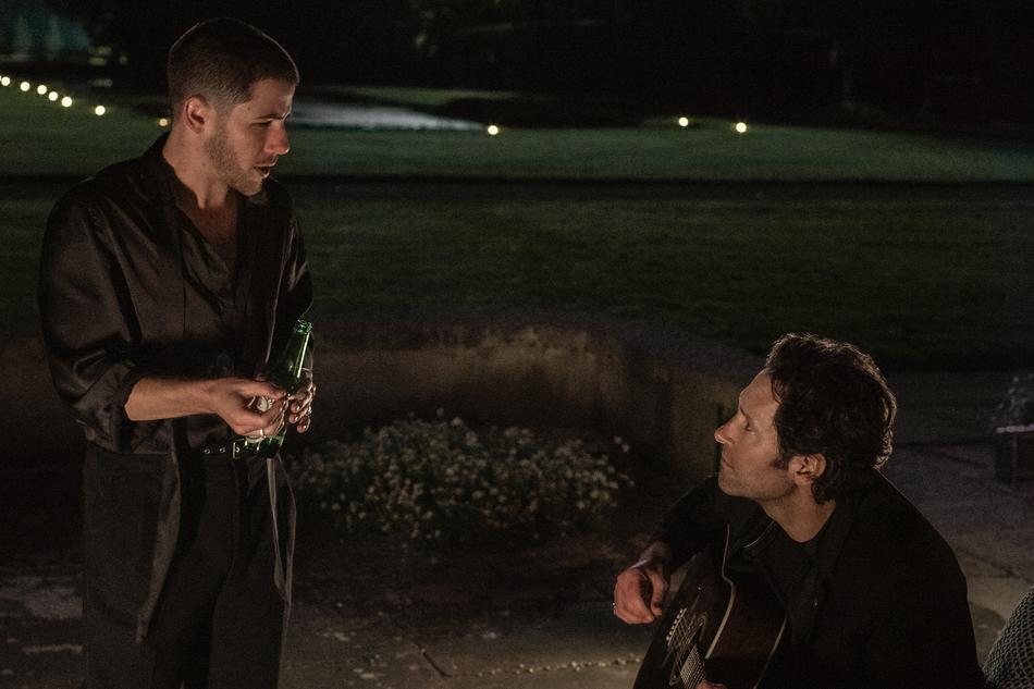 Nick Jonas, left, and Paul Rudd star in "Power Ballad," a dramedy about an aging Irish wedding singer whose song is stolen by a washed-up boy-band member.