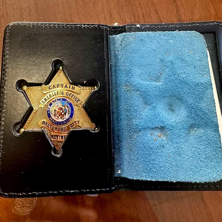 Retired Baltimore City Sheriff's Capt. Jackie Conway's badge.