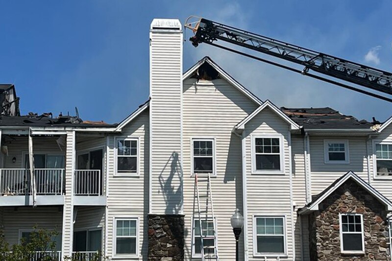 The Baltimore County Fire Department responds to a fire on Brixworth Court on Thursday.