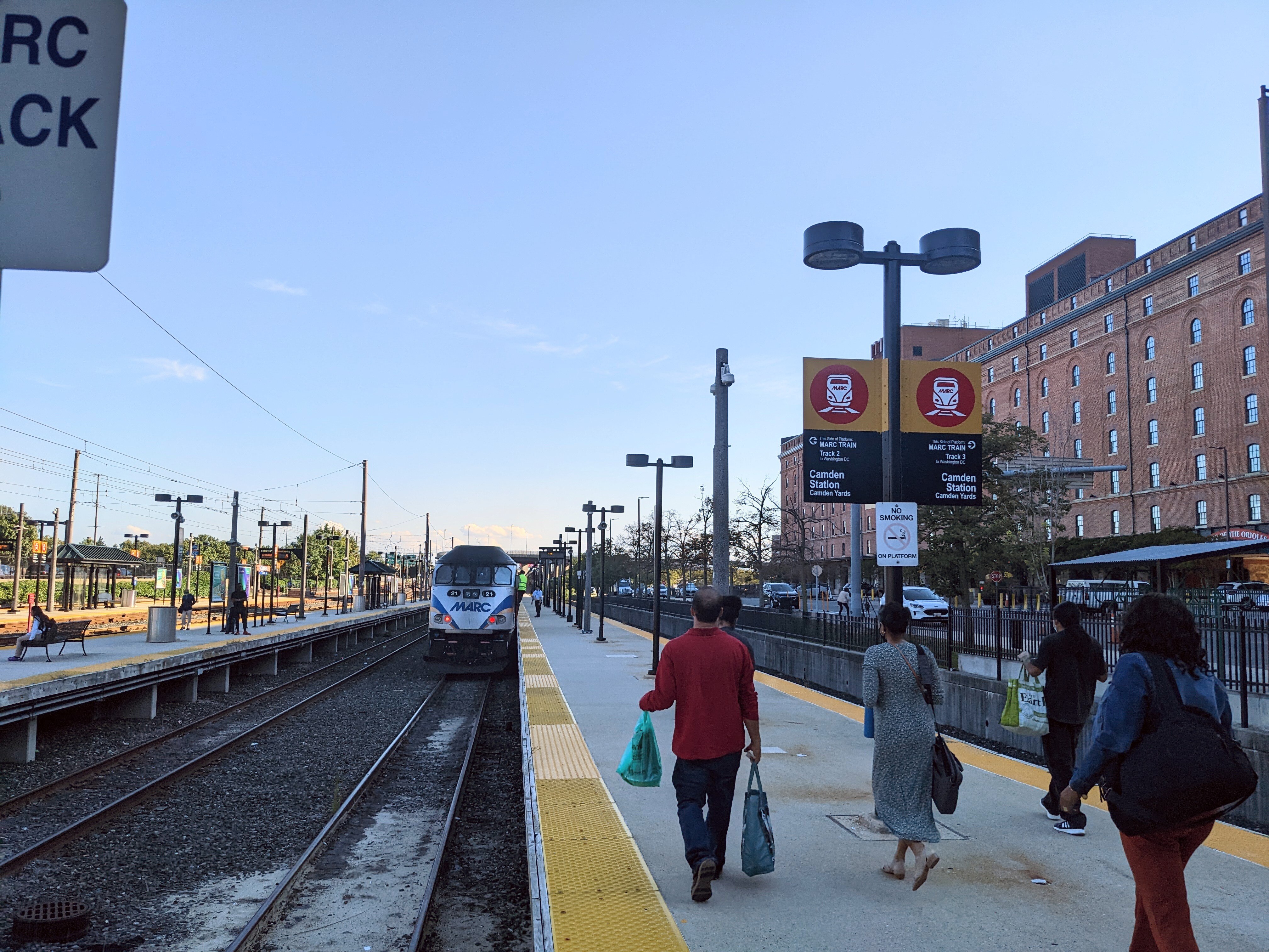 Commuters head to the 5:20 p.m. Camden Line MARC train on Tuesday, Sept. 13, 2022.