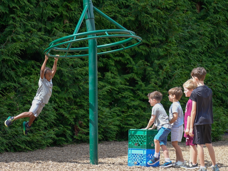 Headmaster Chris Post said the school opens its playground an hour before classes start to give boys the chance to burn extra energy. The new pre-K program will take a play-based approach to learning.
