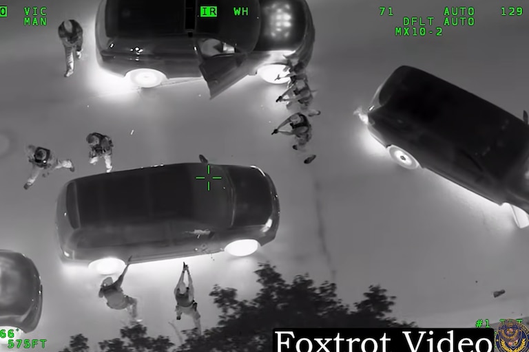 Screenshot from the Foxtrot video footage that showed a Baltimore Police pursuit of a carjacking suspect that led to officers fatally shooting the driver on July 5 in the 3300 block of Clifton Avenue.