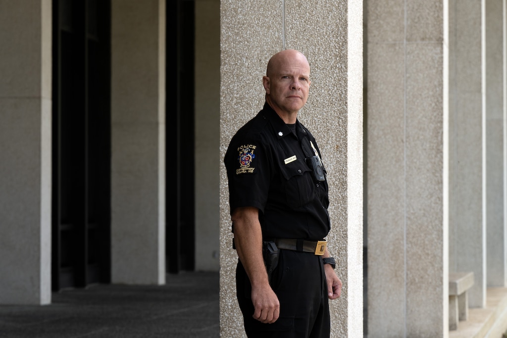 Montgomery County Assistant Police Chief Darren Francke, who worked the 2002 D.C. Sniper investigation with the Montgomery County Police, stands for a portrait at the Montgomery County Police headquarters in Gaithersburg, Thursday, April 30, 2026.