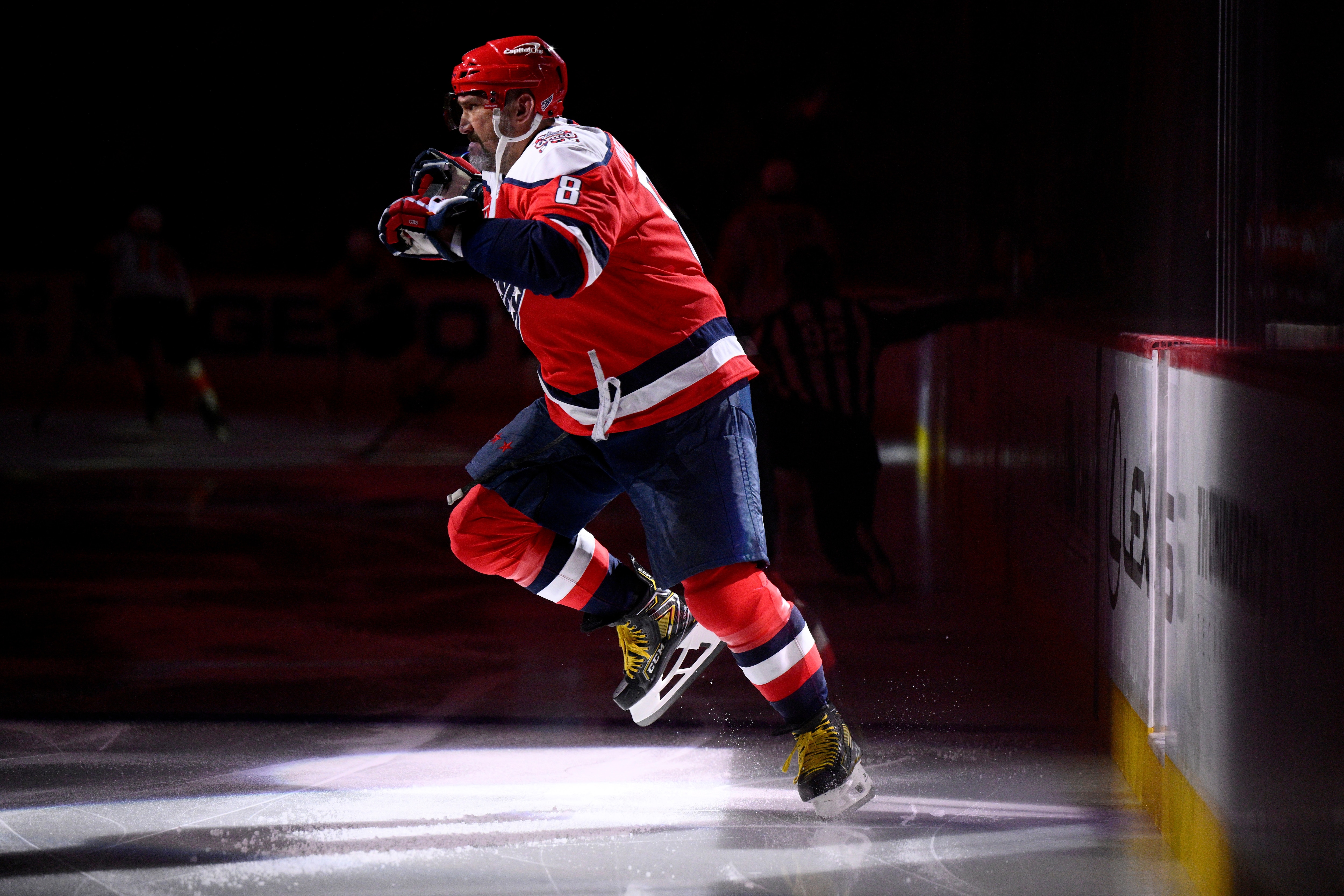 Washington Capitals left wing Alex Ovechkin takes the ice before a game against the Philadelphia Flyers on Feb. 25.