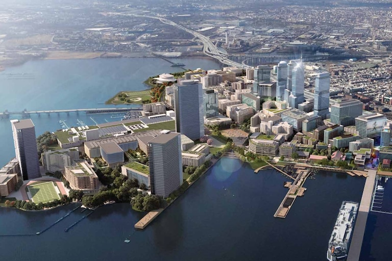 Weller Development and the city of Baltimore created a digital brochure, including futuristic renderings of the area now known as the Baltimore Peninsula, in an attempt to convince Amazon to build a headquarters there.