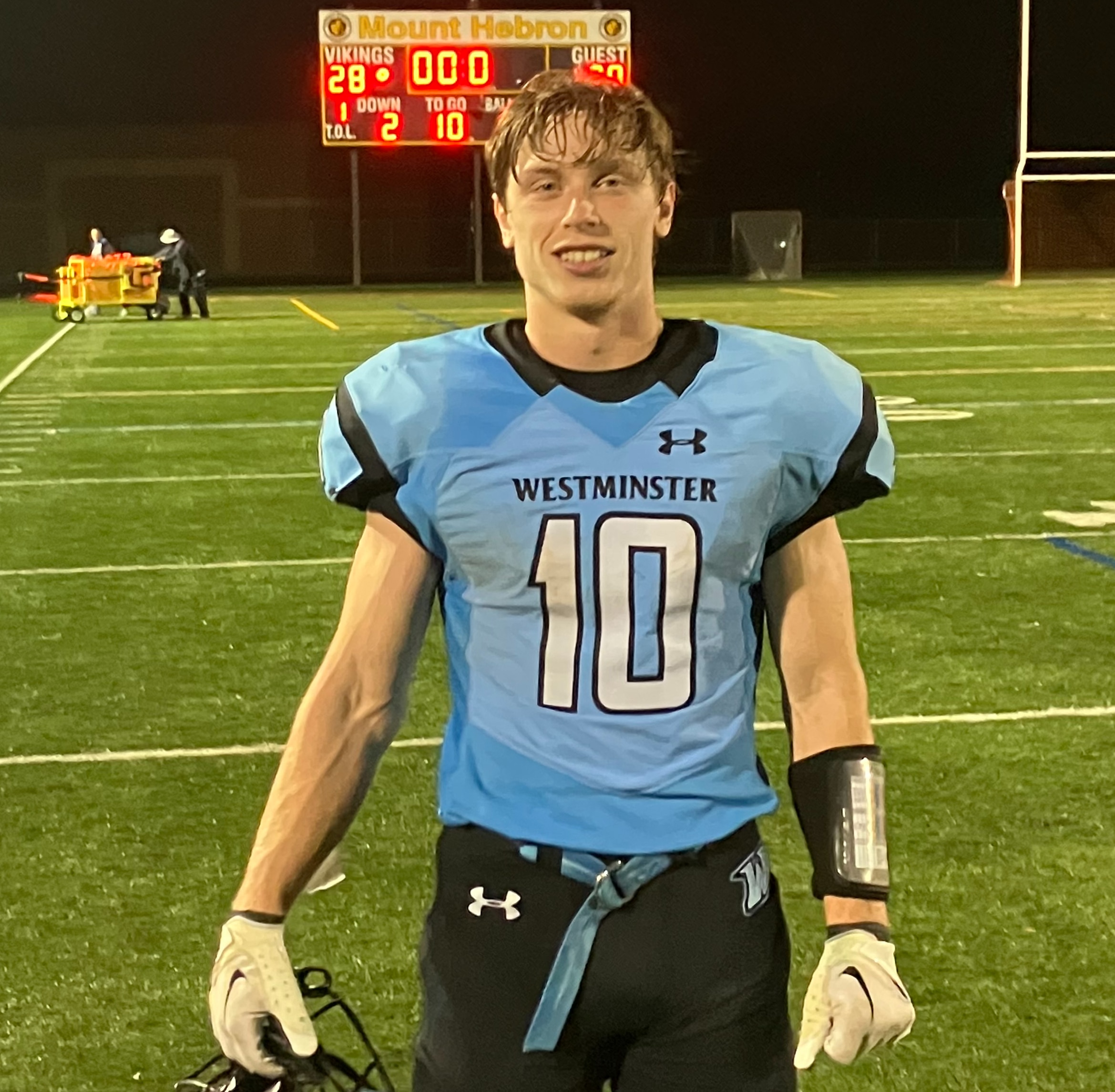 Mason Fisher was a jack-of-all trades for Westminster football Friday evening. The senior had 148 yards rushing and receiving, including a game-clinching 11-yard touchdown run in the fourth quarter as the 11th-ranked Owls advance to the Class 3A state quarterfinal with a 28-20 victory over Edgewood in the second round of the North Region playoffs at Mount Hebron.