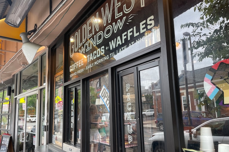 The takeout window at Golden West Cafe on Hampden's Avenue.