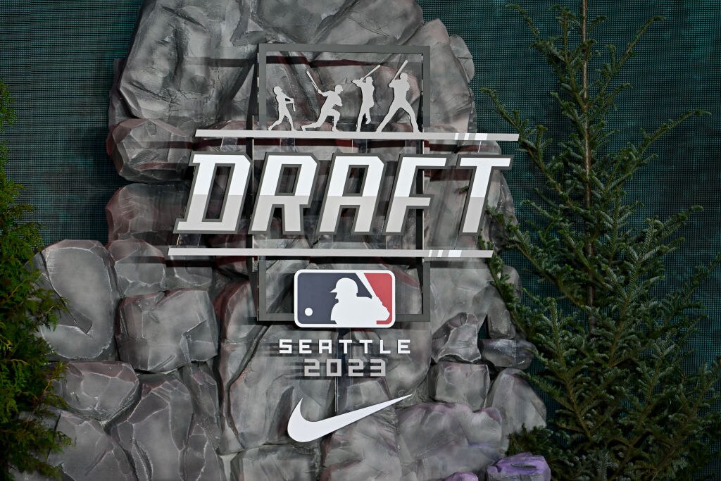 A view of the draft stage before the 2023 MLB Draft at Lumen Field on July 9, 2023 in Seattle, Washington. (Photo by Alika Jenner/Getty Images)