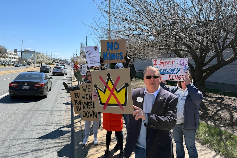 SATURDAY, MARCH 28, 2026 - Mayor of Gaithersburg Jud Ashman at the No Kings Protest in Gaithersburg.