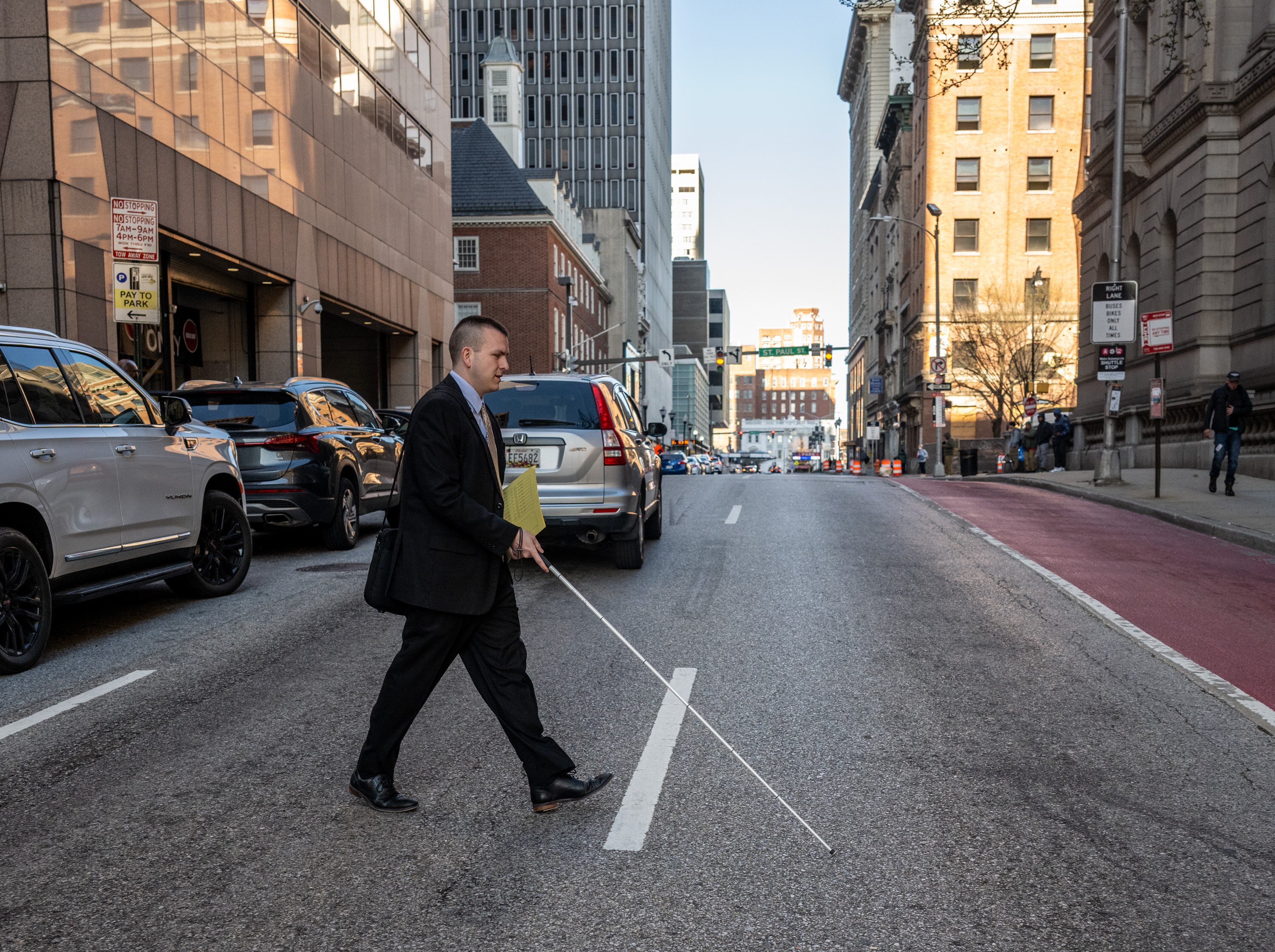Garret Mooney, an assistant state’s attorney in the Baltimore State’s Attorney's Office’s Misdemeanor Jury Trial Unit, walks to the Clarence M. Mitchell Jr. Courthouse for a hearing.