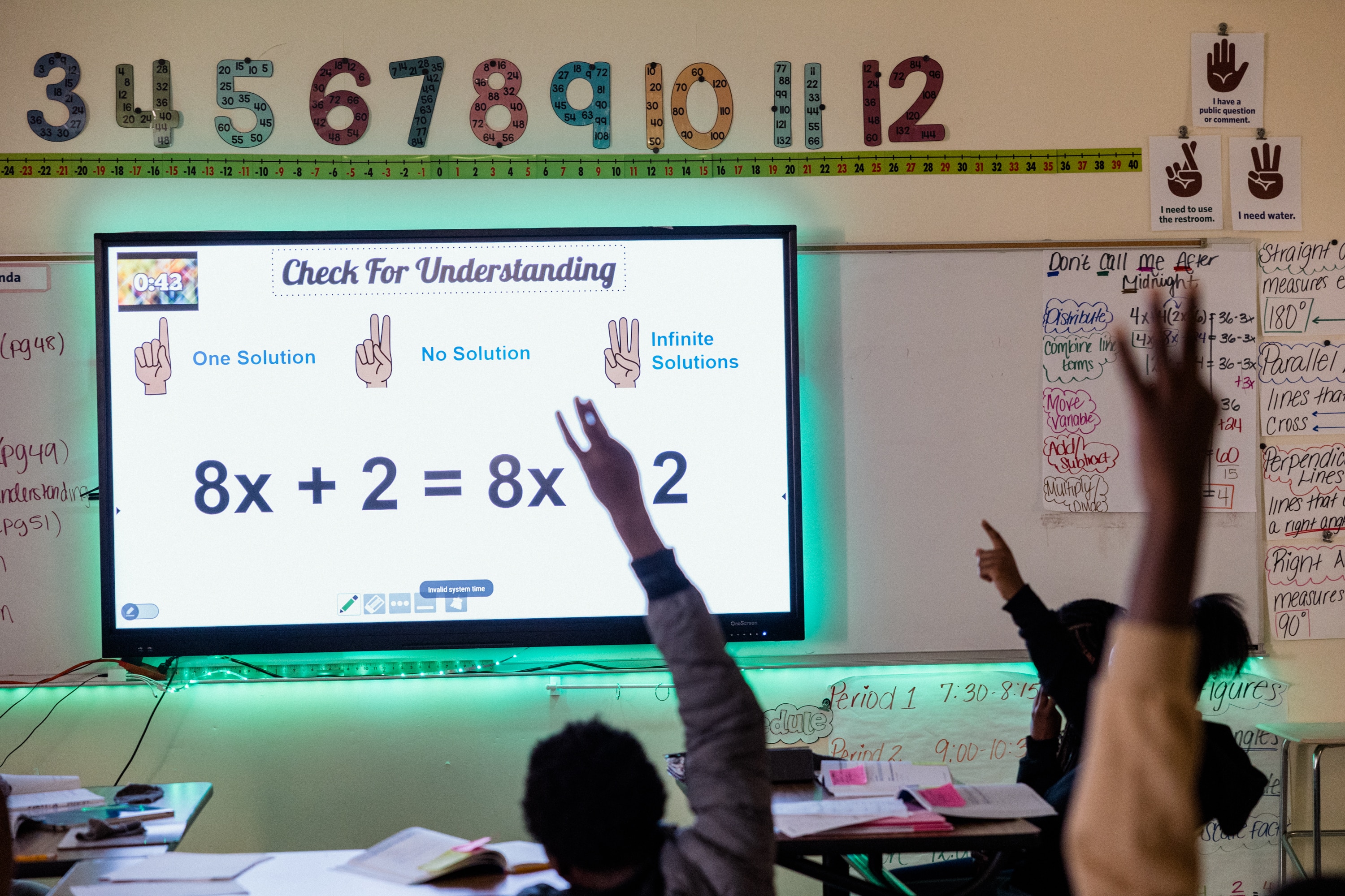 Students in an eighth grade math class at KIPP Harmony Academy last year.