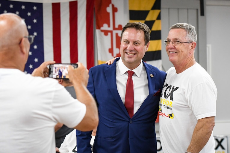 Republican gubernatorial candidate Dan Cox and his running mate, Rob Krop, joined supporters in Mount Airy to watch election results. Hopes were high and barbecue was on the menu at the Mount Airy Fire Company Activities Grounds.