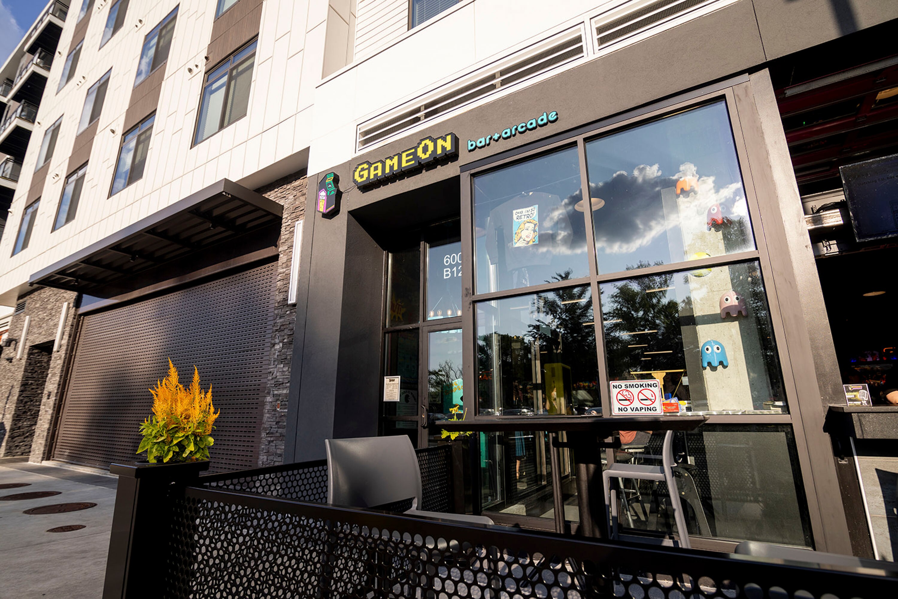 Views of Game On's entrance on August 22, 2024