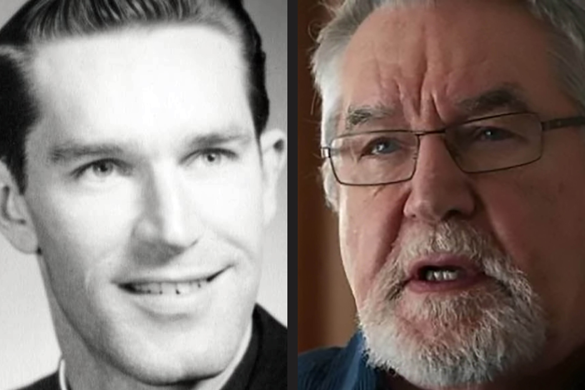 (left) A historical picture of Gerry Koob; (right) Gerry Koob, as featured in the Netflix documentary "The Keepers"