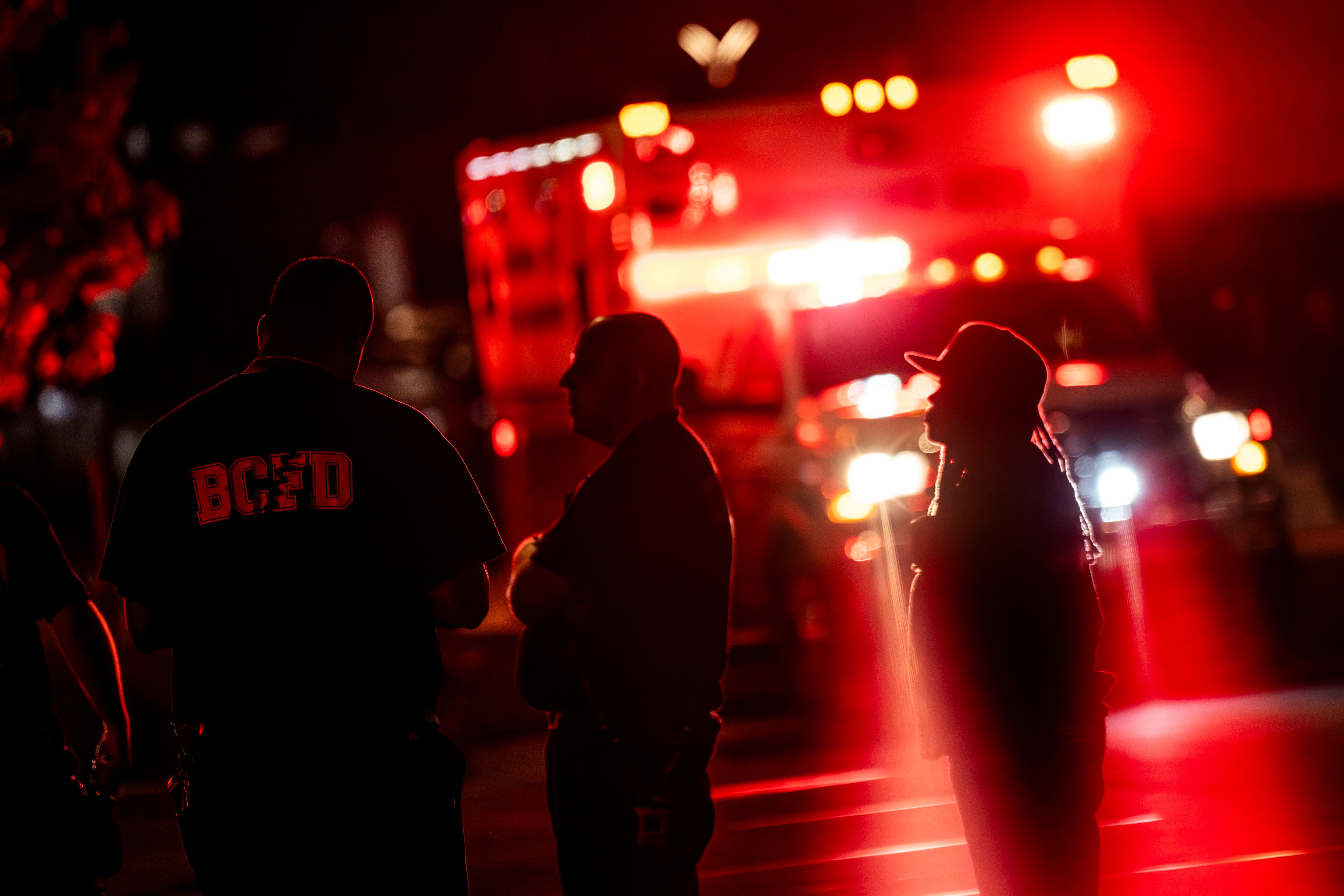 Baltimore Police and fire crews respond to the scene at Morgan State University where five people were shot on Oct. 3, 2023.