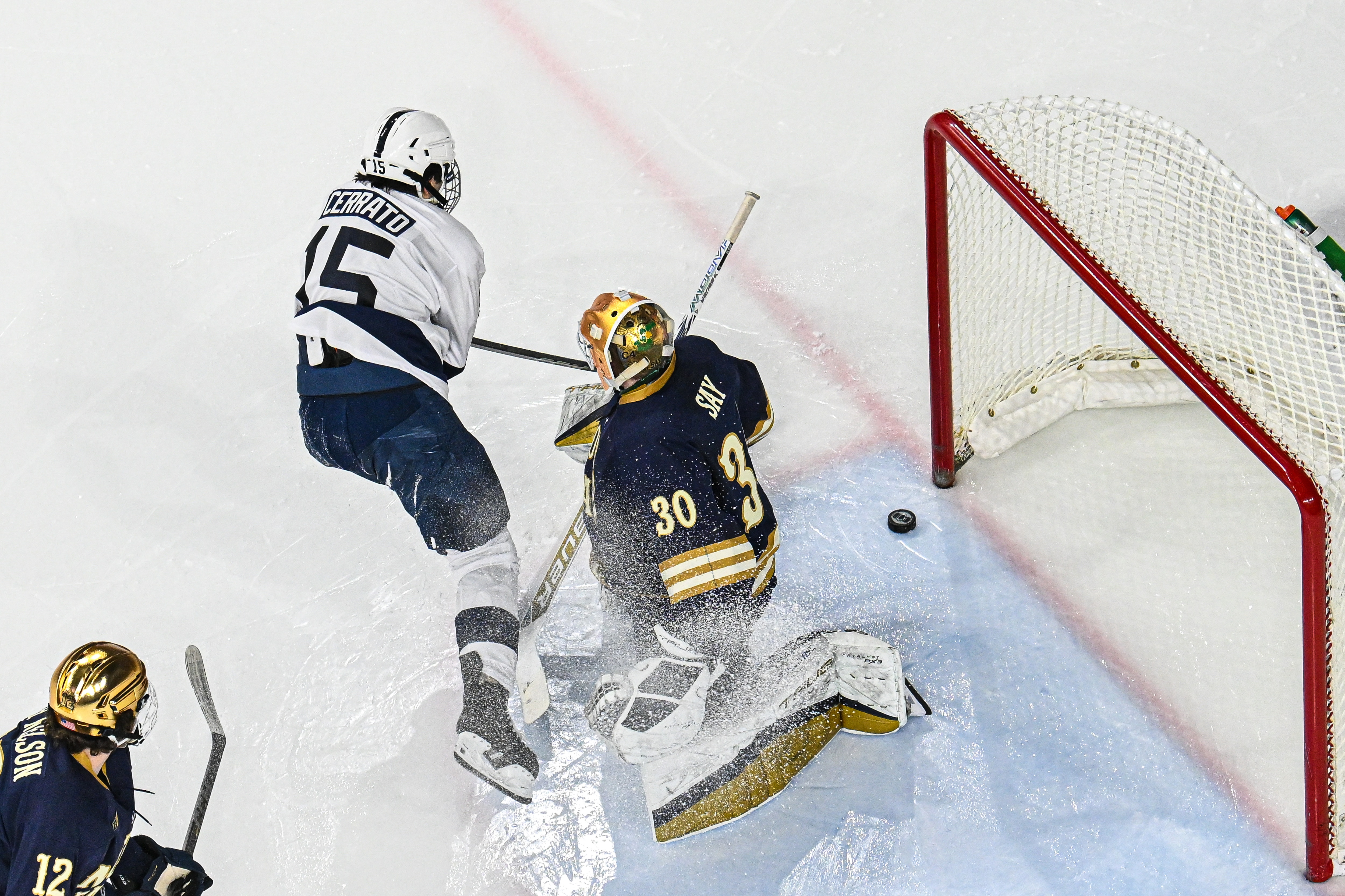 Charlie Cerrato helped propel Penn State to its first Frozen Four — and, he hopes, finally convinced an NHL team to select him in the draft. (Photo courtesy of Penn State)