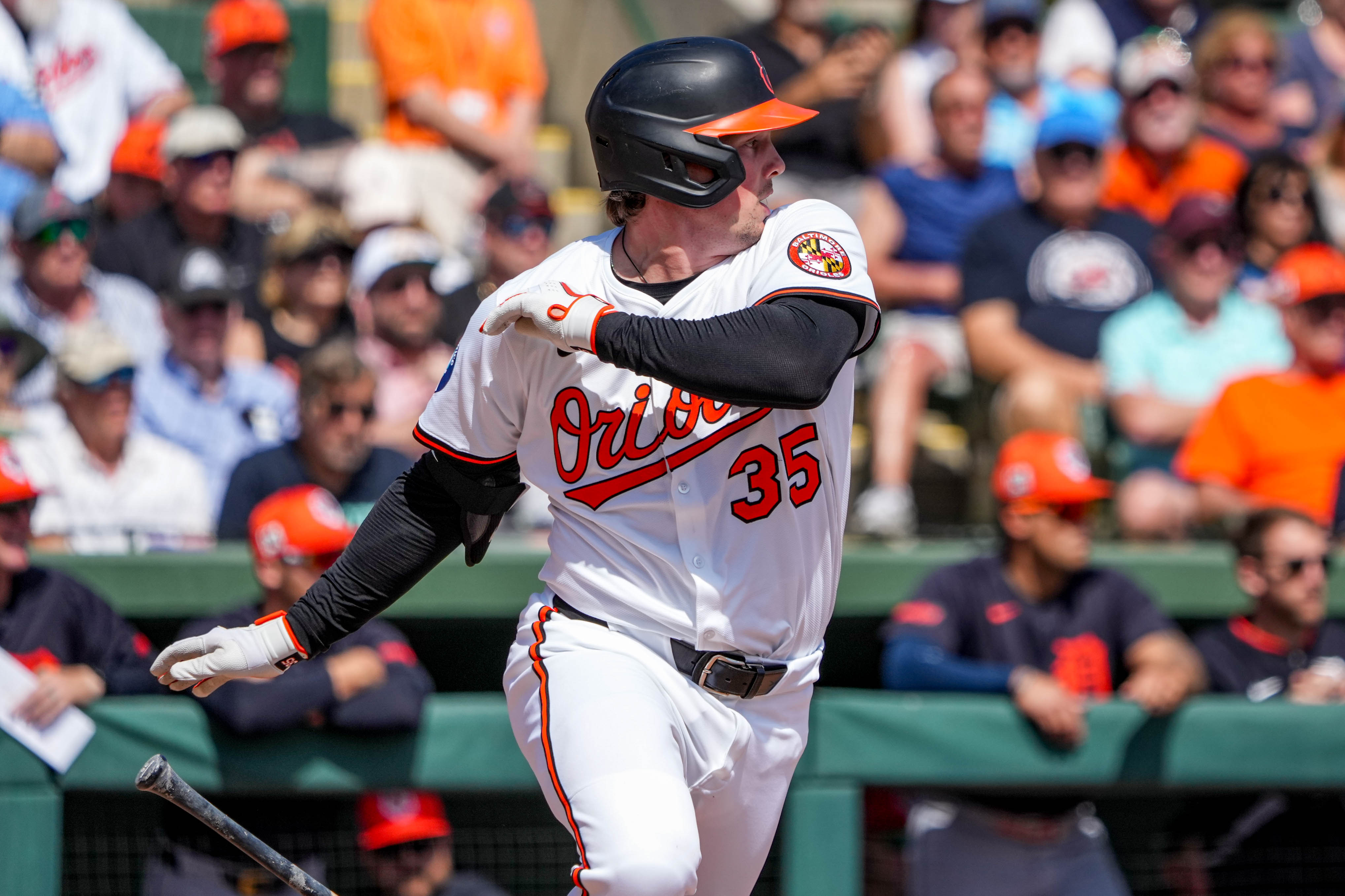 Orioles catcher Adley Rutschman has six hits in 13 at-bats during spring training.
