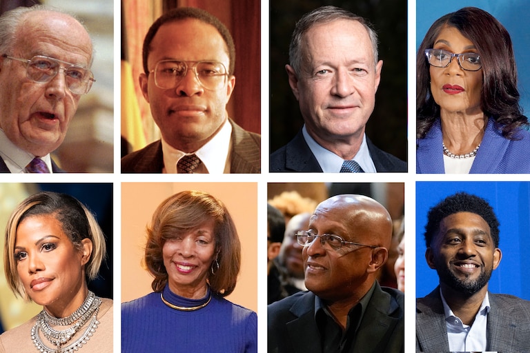 Baltimore mayors from 1971 to present are, top left to right, William Donald Schaefer, Kurt L. Schmoke, Martin J. O'Malley, Sheila Dixon and at bottom left to right, Stephanie C. Rawlings-Blake, Catherine E. Pugh, Bernard C. "Jack" Young and Brandon M. Scott.