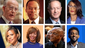 Baltimore mayors from 1971 to present are, top left to right, William Donald Schaefer, Kurt L. Schmoke, Martin J. O'Malley, Sheila Dixon and at bottom left to right, Stephanie C. Rawlings-Blake, Catherine E. Pugh, Bernard C. "Jack" Young and Brandon M. Scott.