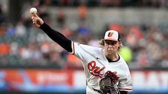 Orioles right-hander Shane Baz pitches in the third inning against the New York Yankees.