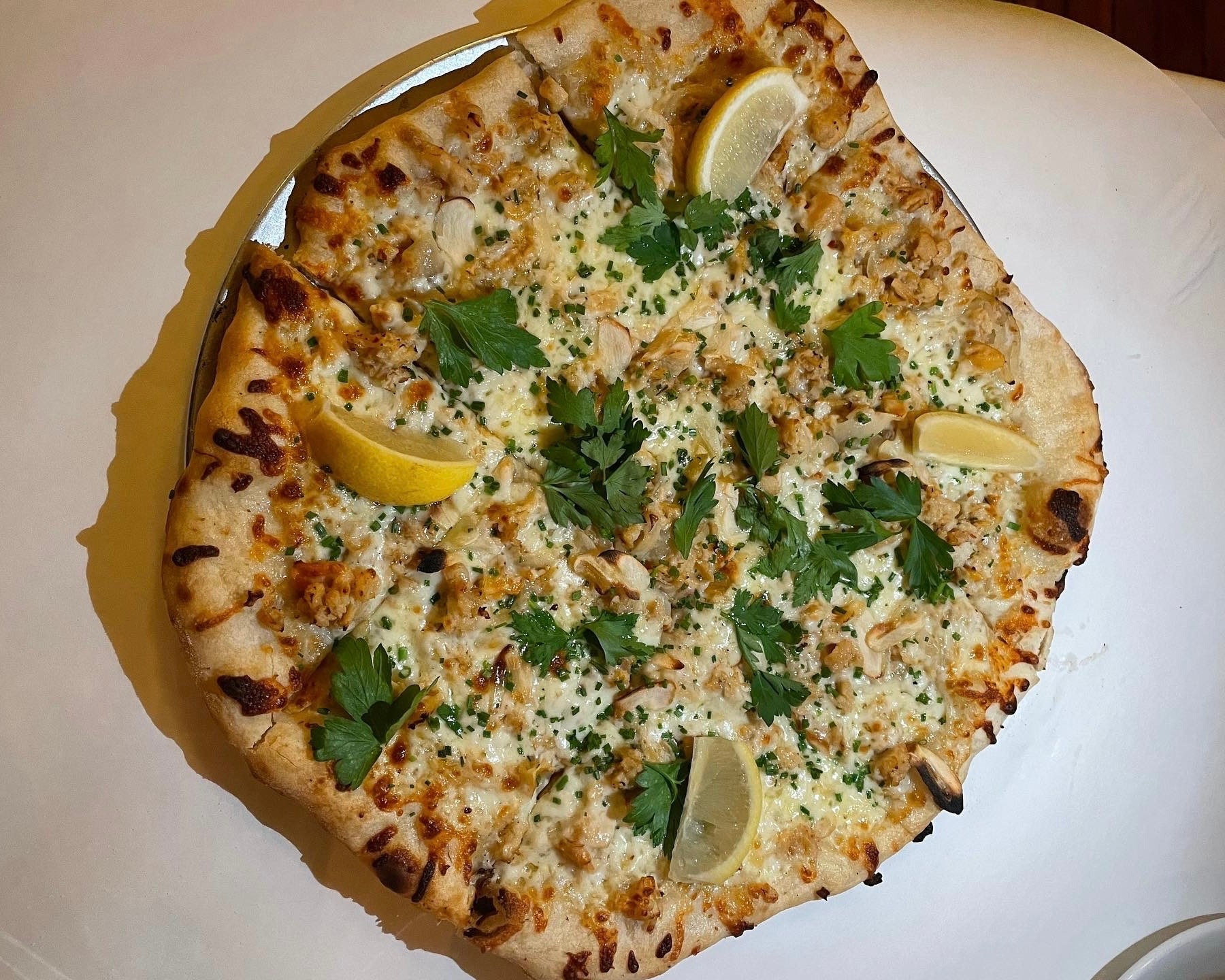 The Midwestern-style clam pizza at Little Donna’s in Baltimore.