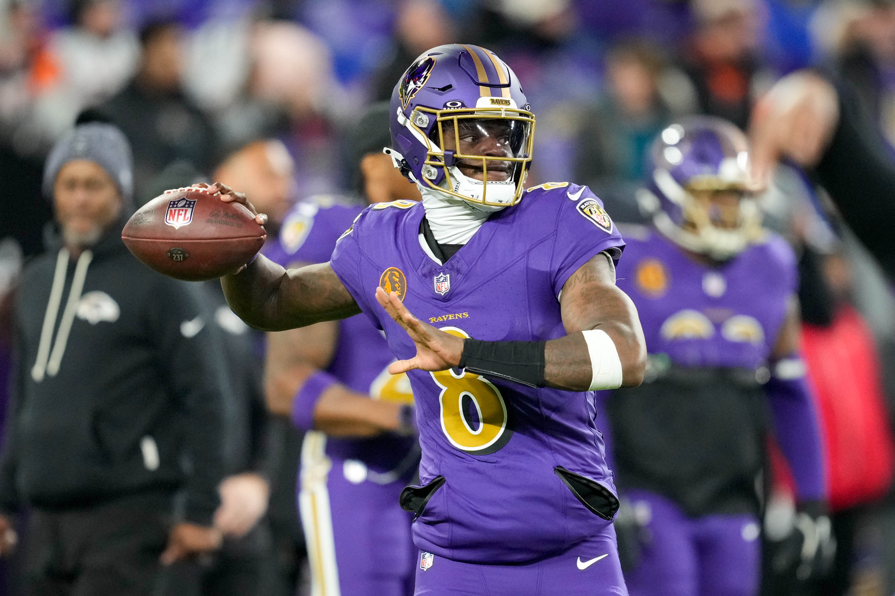 Ravens quarterback Lamar Jackson has had a completion percentage below 60 in four consecutive games.