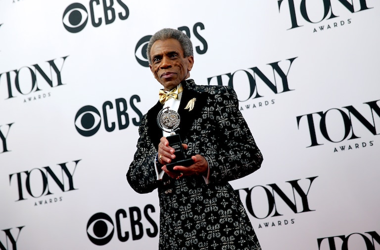 NEW YORK, NEW YORK - JUNE 09: Andre De Shields, winner of the award for Best Performance by an Actor in a Featured Role in a Musical for “Hadestown,” poses in the press room for the 73rd Annual Tony Awards at 3 West Club on June 9, 2019 in New York City. (Photo by Jemal Countess/Getty Images for Tony Awards Productions)