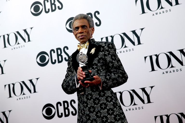 NEW YORK, NEW YORK - JUNE 09: Andre De Shields, winner of the award for Best Performance by an Actor in a Featured Role in a Musical for “Hadestown,” poses in the press room for the 73rd Annual Tony Awards at 3 West Club on June 9, 2019 in New York City. (Photo by Jemal Countess/Getty Images for Tony Awards Productions)