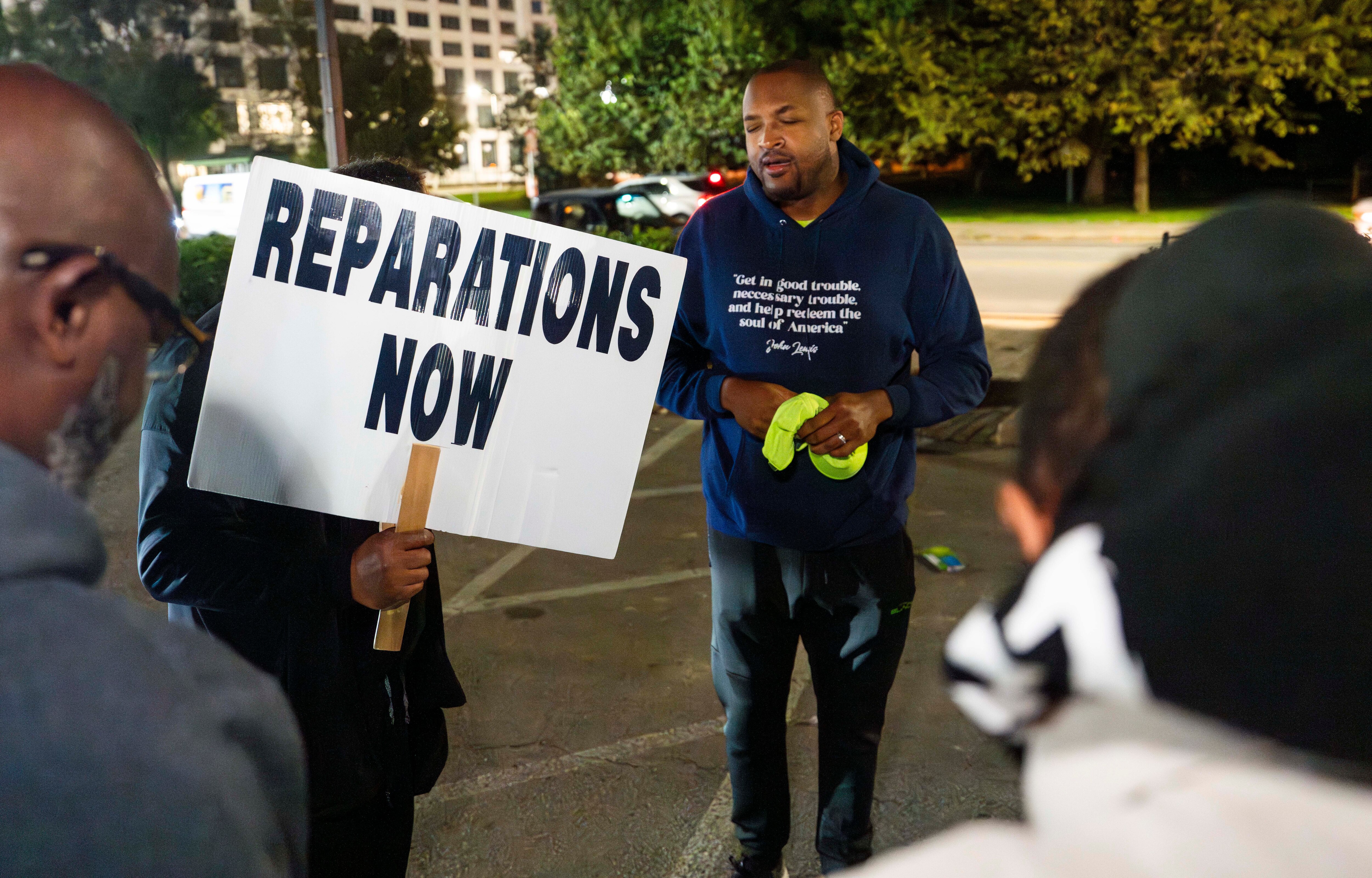Pastor Robert Turner of Empowerment Temple begins his monthly walk from Baltimore to the White House to raise awareness for reparations on October 9, 2023.