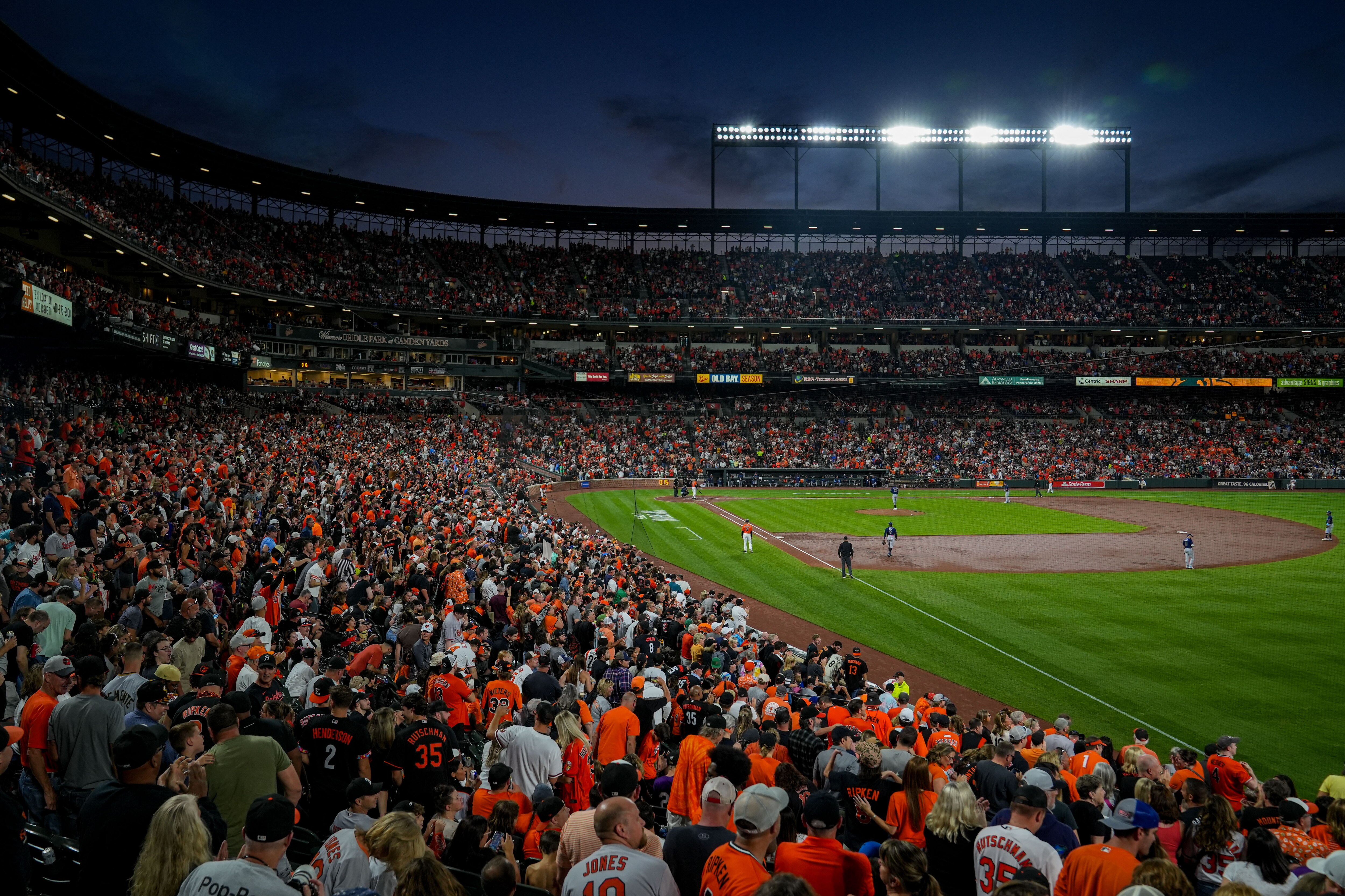 Orioles fans watch as their team takes on the Tampa Bay Rays during the third game of a series at Camden Yards in September.