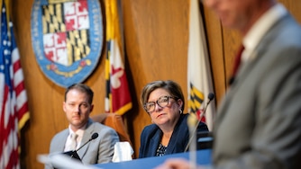 Anne Arundel County Council Member Allison Pickard listens to County Executive Steuart Pittman's budget proposal on May 1st, 2025 in Annapolis, MD.