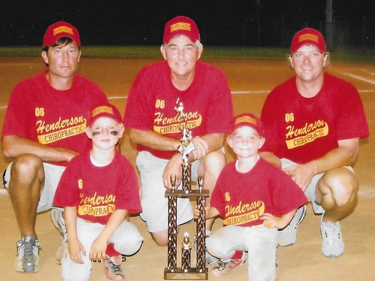 Gunnar Henderson with his cousin Brayton Brown, father Allen Henderson and grandfather Thomas Etheridge.