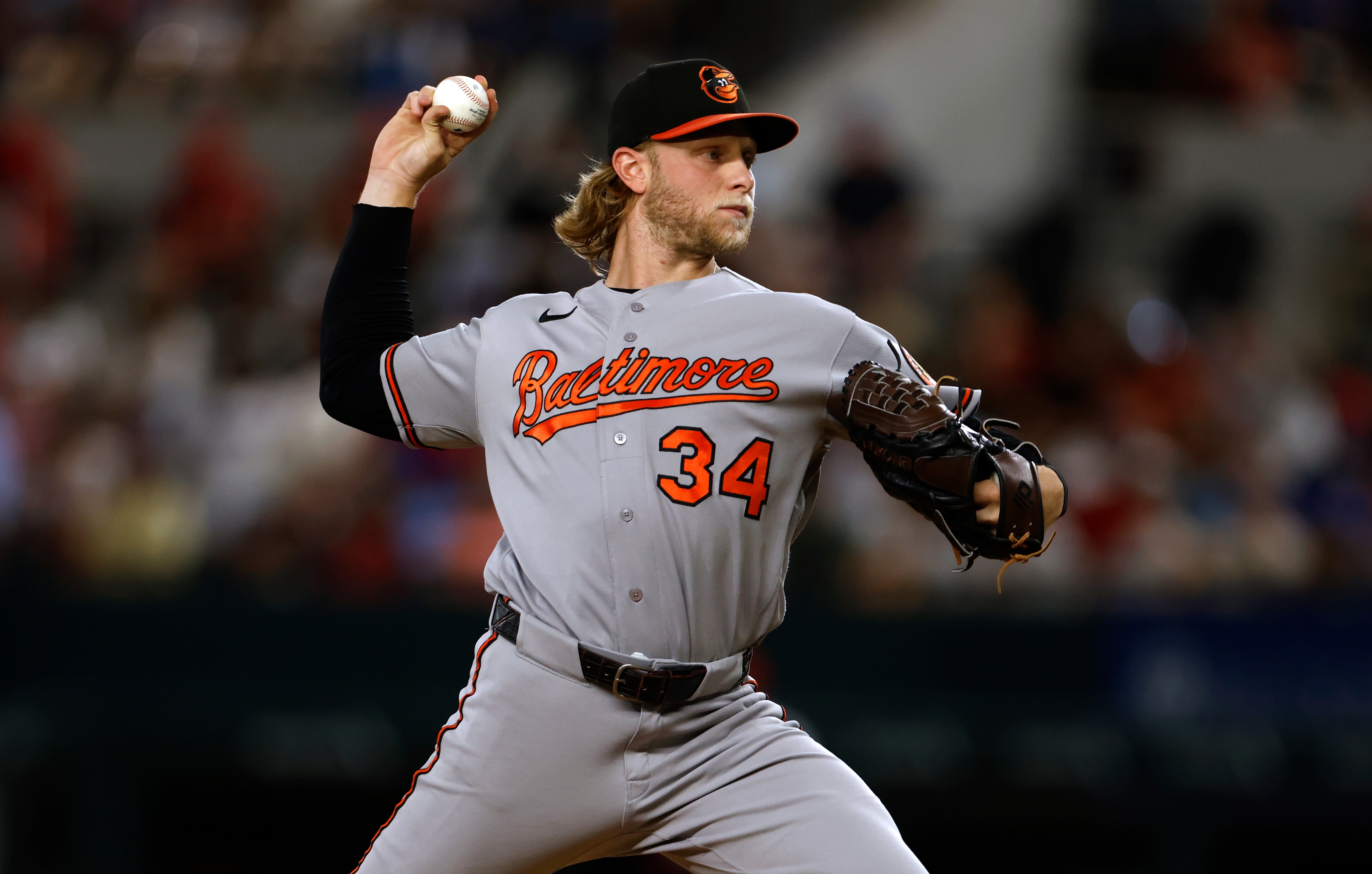 Shane Baz pitched an eight-inning complete game, allowing two runs while striking out nine, in a 2-1 loss to the Rangers.