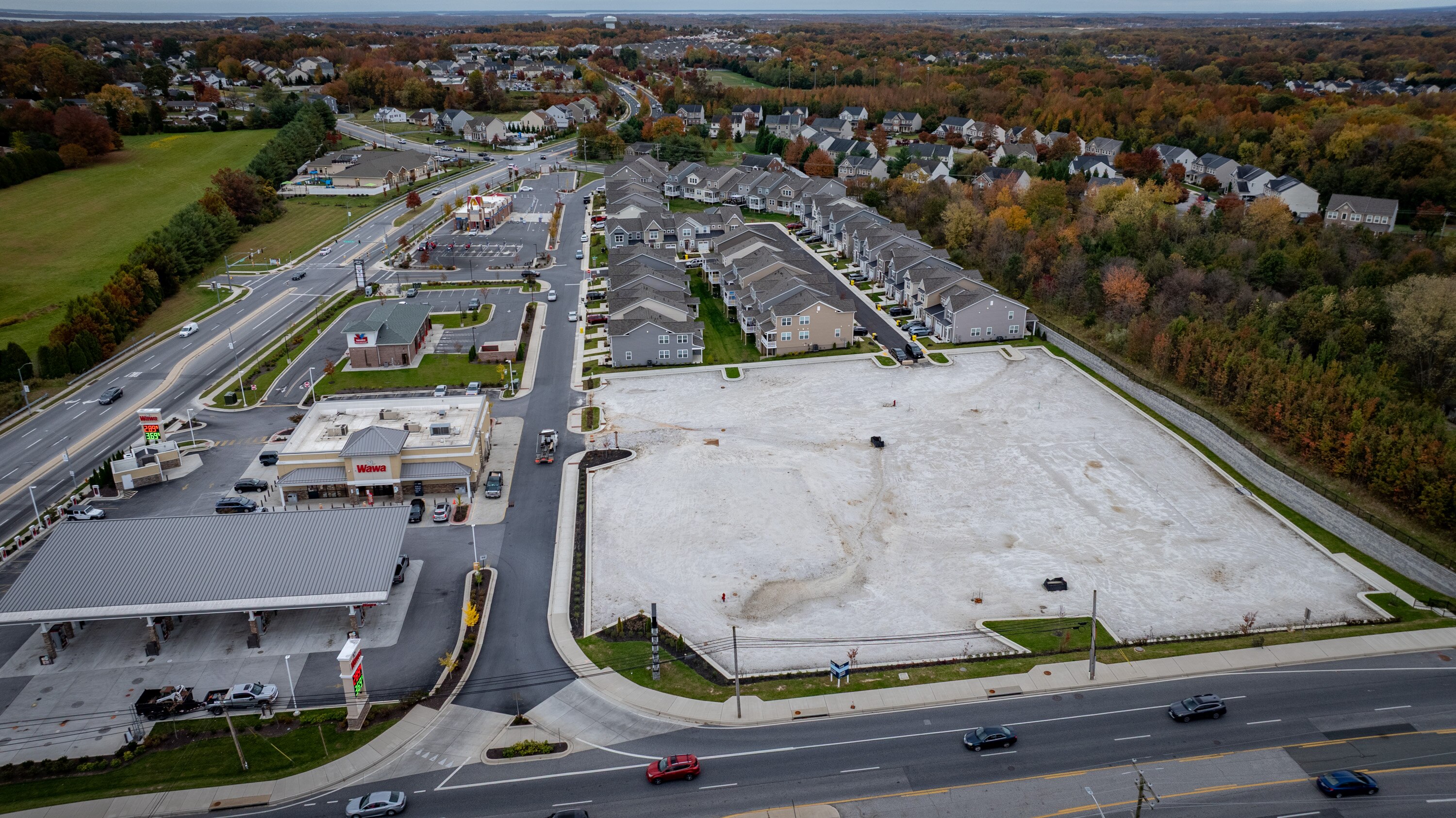 An empty lot is seen along Belair Road near Honeygo Boulevard in Perry Hall where a proposed Denny’s restaurant is to be built.