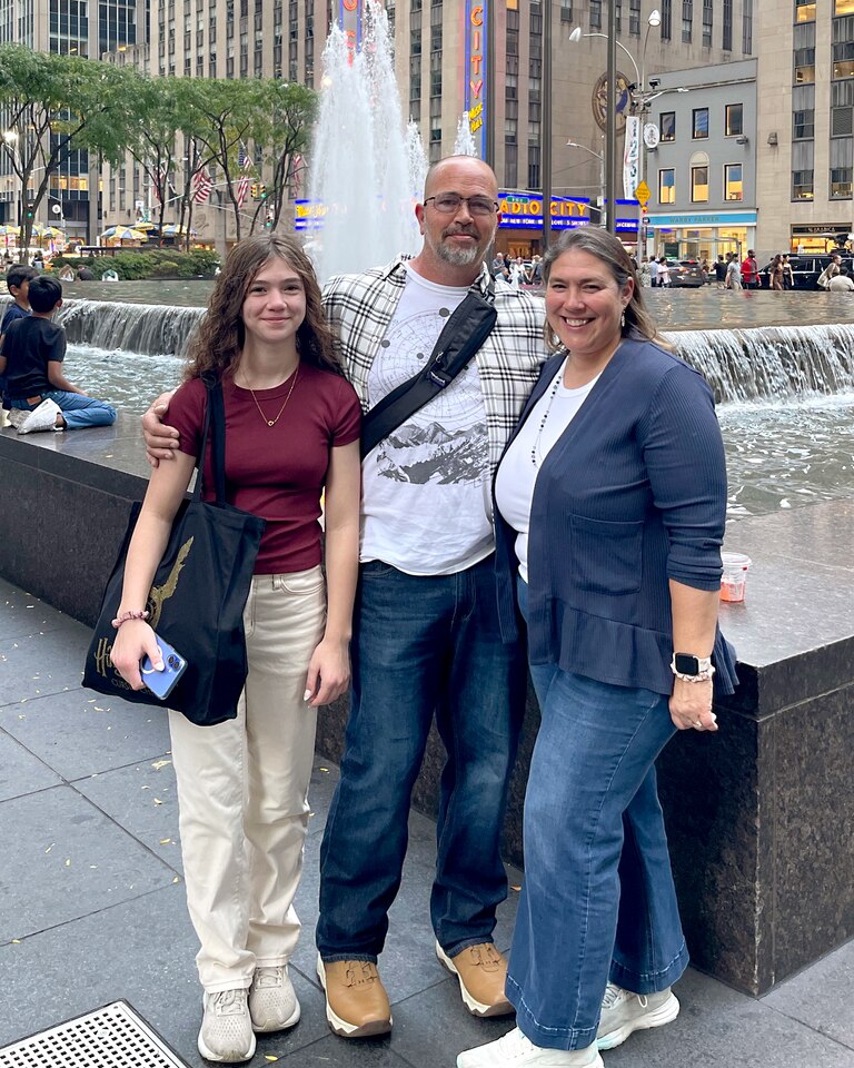 LeRoy Wagner III, center with his wife Elizabeth and their daughter Mary, on a family trip to New York.