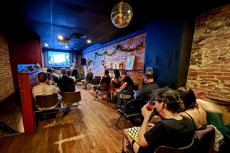 A Bmore Horror Club screening of “WNUF Halloween Special” featuring a talkback with local director Chris LaMartina in September 2024.